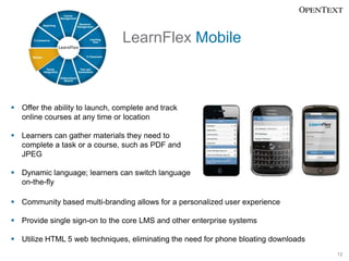 LearnFlex Mobile



 Offer the ability to launch, complete and track
  online courses at any time or location

 Learners...