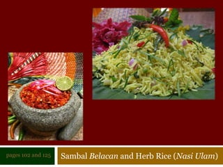 SambalBelacan and Herb Rice (NasiUlam)pages 102 and 125