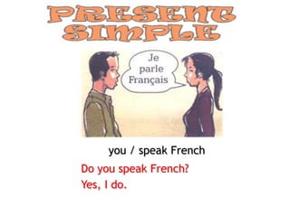 you / speak French
Do you speak French?
Yes, I do.
 