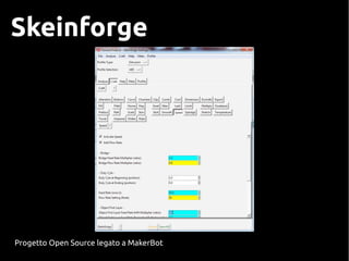 Skeinforge
Progetto Open Source legato a MakerBot
 