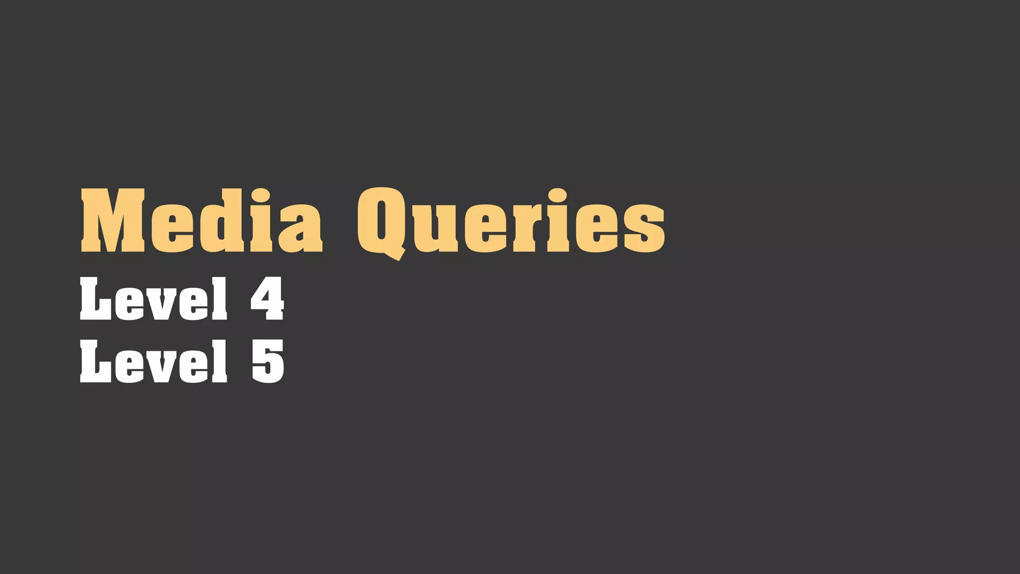 Media Queries
Level 4
Level 5
 