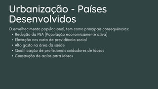 Urbanização - Países
Desenvolvidos
•
•
•
•
•
 