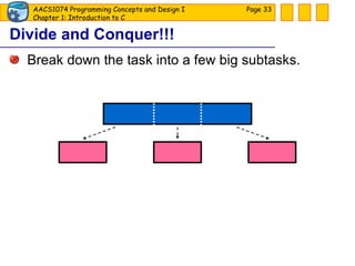 Break down the task into a few big subtasks. Divide and Conquer!!! Page  
