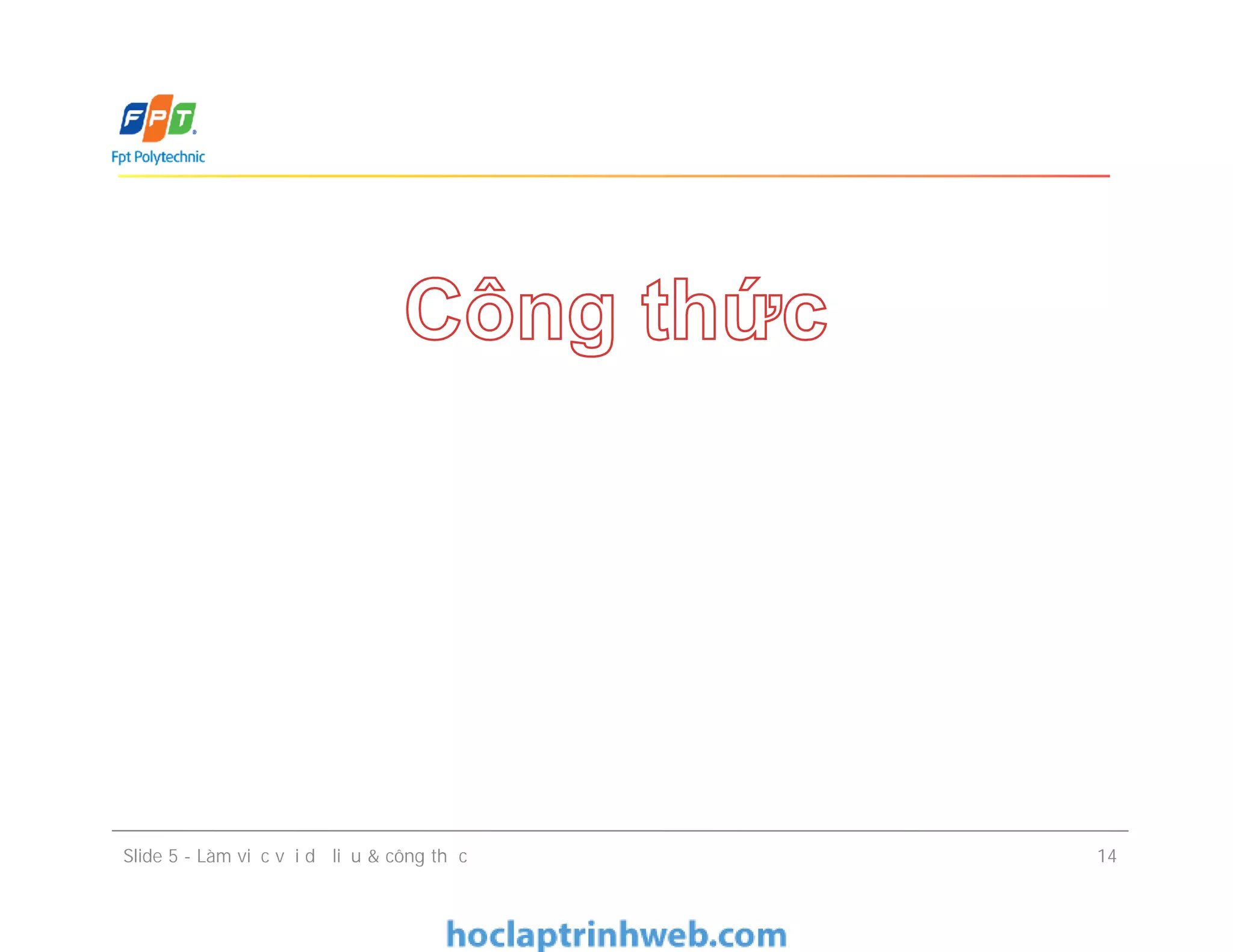 Slide 5 - Làm việc với dữ liệu & công thức 14
 