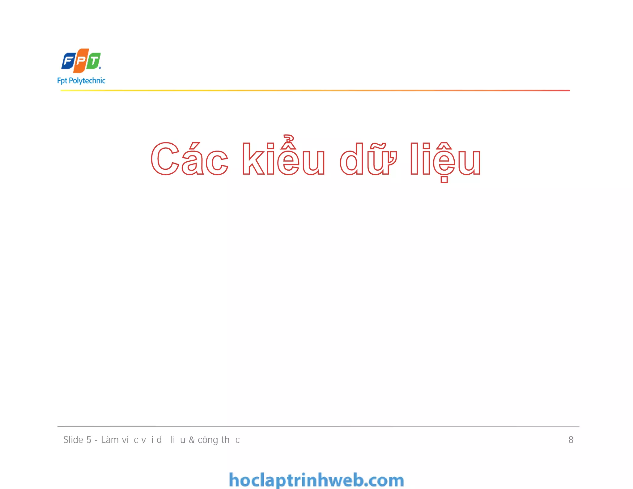 Slide 5 - Làm việc với dữ liệu & công thức 8
 