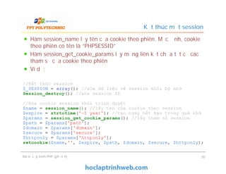 Bài 6 Lập trình PHP (phần 4) Làm việc với cookie và session - Giáo ...