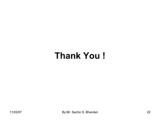 Thank You ! 05/28/09 By:Mr. Sachin S. Bhandari 