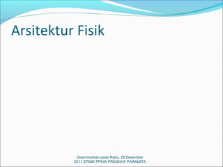 Arsitektur Fisik




           Diseminarkan pada Rabu, 28 Desember
          2011 STMIK PPKIA PRADNYA PARAMITA
 