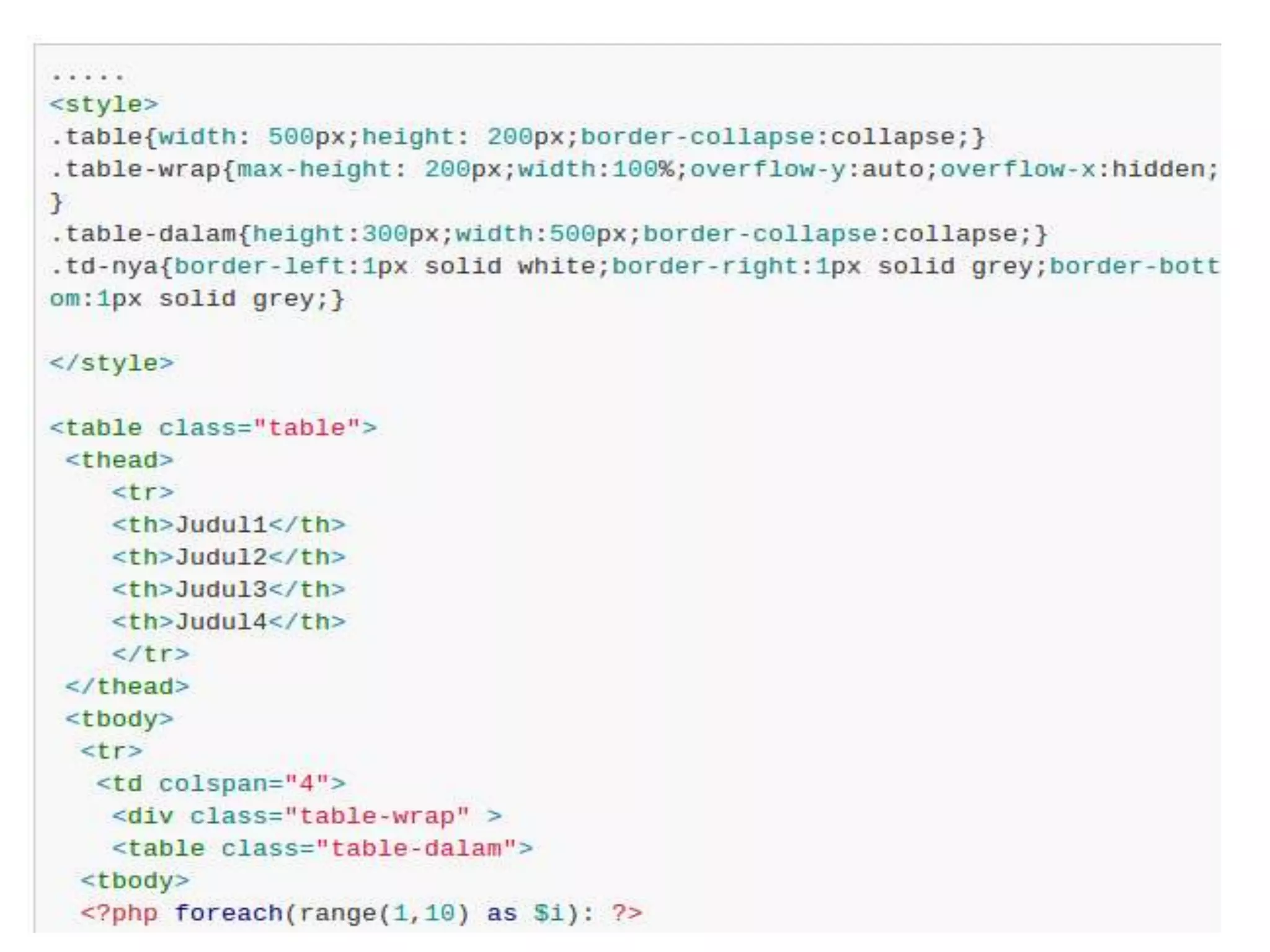 Contoh sederhana membuat table HTML Fixed Header | PPT