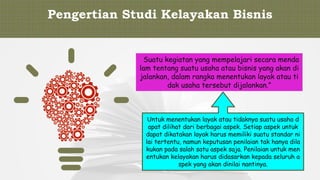 Latar Belakang Bisnis dan Analisis Studi Kelayakan Bisnis