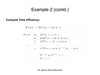 Example 2 (contd.) Compute Time efficiency: 