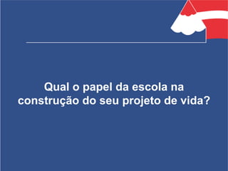 Qual o papel da escola na
construção do seu projeto de vida?
 