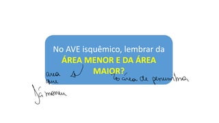 No AVE isquêmico, lembrar da
ÁREA MENOR E DA ÁREA
MAIOR?
arad
que
Es área de
penumbra
Jámoneu
 