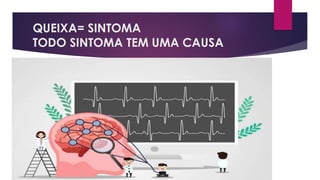 QUEIXA= SINTOMA
TODO SINTOMA TEM UMA CAUSA
 
