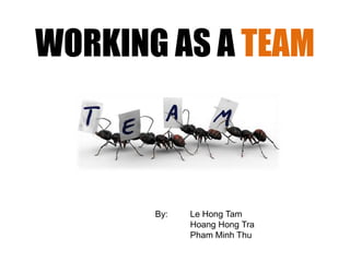 WORKING AS A TEAM By: 	Le Hong Tam  	Hoang Hong Tra 	Pham Minh Thu 