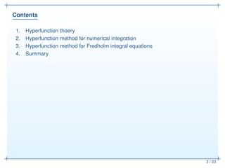 Hyperfunction method for numerical integration and Fredholm integral ...
