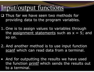 Input Output Function in C by Sulav Acharya | PPT