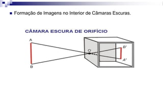 ◼ Formação de Imagens no Interior de Câmaras Escuras.
 