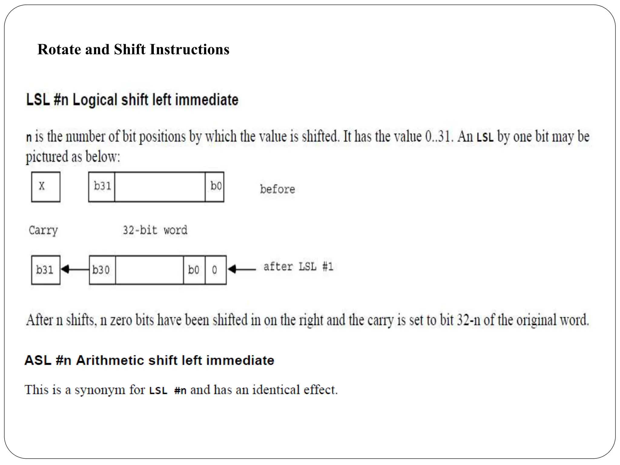 Rotate and Shift Instructions
 