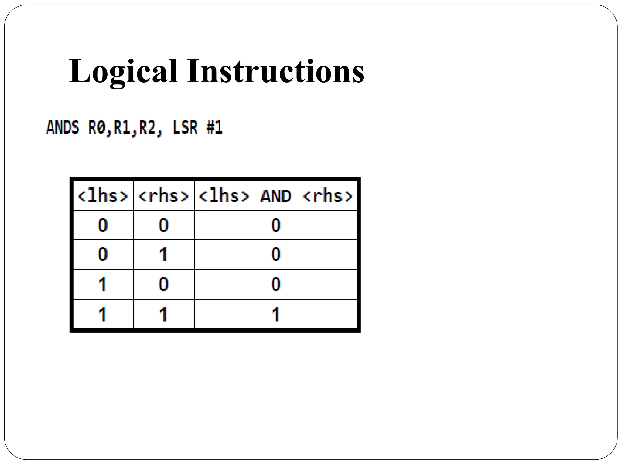 Logical Instructions
 