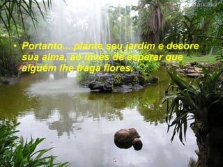 Portanto... plante seu jardim e decore sua alma, ao invés de esperar que alguém lhe traga flores.  