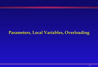 Parameters, Local Variables, Overloading 