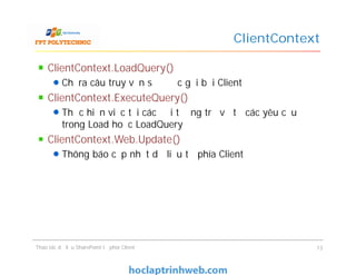 Bài 3: Thao tác với dữ liệu SharePoint từ phía client | PDF