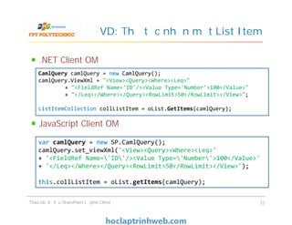Bài 3: Thao tác với dữ liệu SharePoint từ phía client | PDF