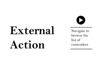 External
Action
Navigate to
browse the
list of
contenders
 