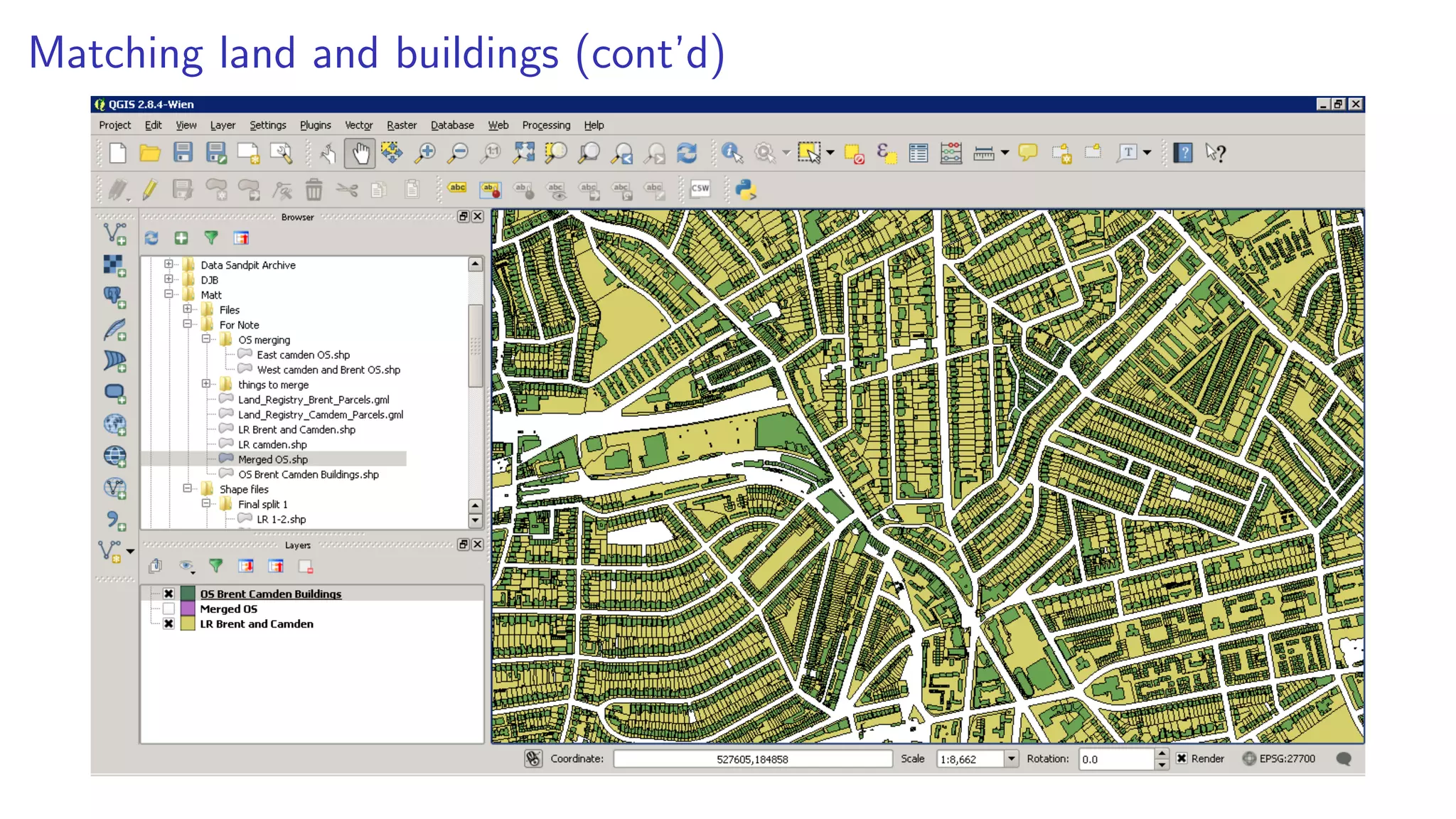 Matching land and buildings (cont’d)
 