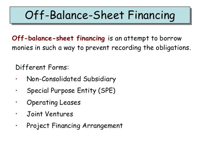 Off Balance Sheet Risk Example Hotel