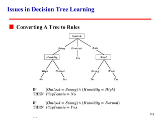 Issues in Decision Tree Learning Converting A Tree to Rules 