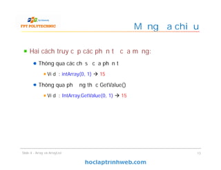 Bài 4: ARRAY VÀ ARRAYLIST - Giáo trình FPT | PDF