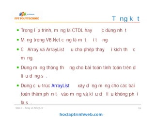 Bài 4: ARRAY VÀ ARRAYLIST - Giáo trình FPT | PDF