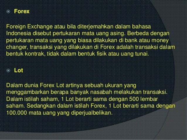 Berapa harga 1 lot forex