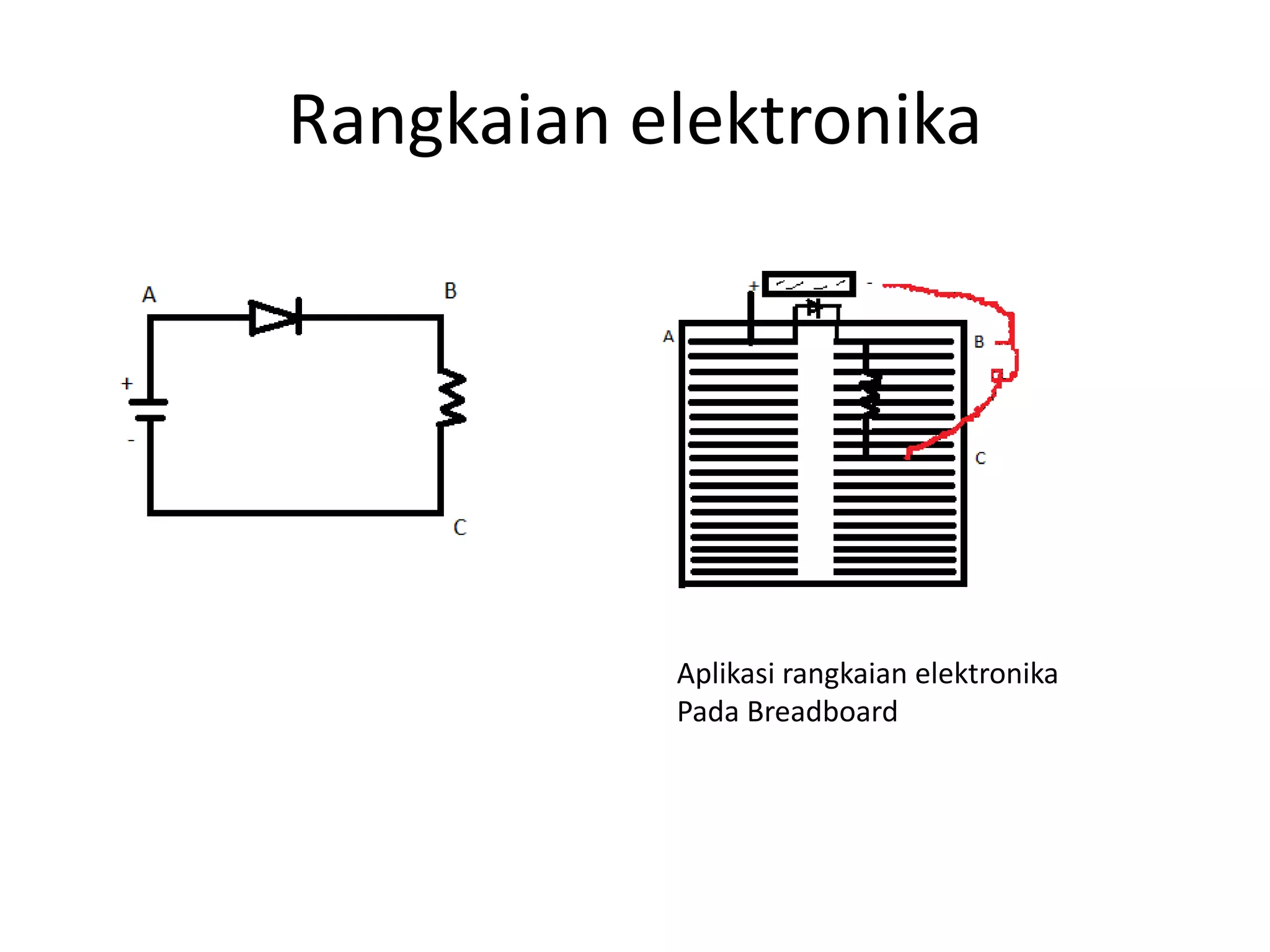 Rangkaian elektronika
Aplikasi rangkaian elektronika
Pada Breadboard
 