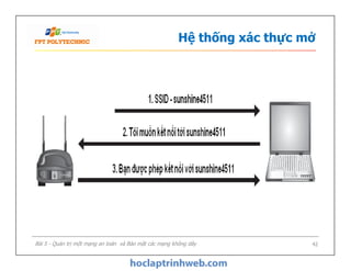 Hệ thống xác thực mở
Bài 5 - Quản trị một mạng an toàn và Bảo mật các mạng không dây 42
 