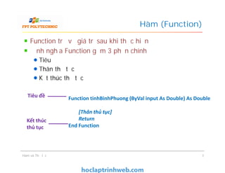 BÀI 6: Thủ tục (SUB) và hàm (FUNCTION) - Giáo trình FPT | PDF