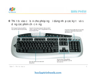 BÀN PHÍM
 Thiết bị vào cơ bản cho phép người dùng nhập các ký tự và sử
dụng các phím chức năng
5Slide 7 – Thiết bị vào ra
 