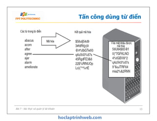 Tấn công dùng từ điển
13Bài 7 - Xác thực và quản lý tài khoản
 