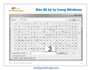 Bản đồ ký tự trong Windows
23Bài 7 - Xác thực và quản lý tài khoản
 