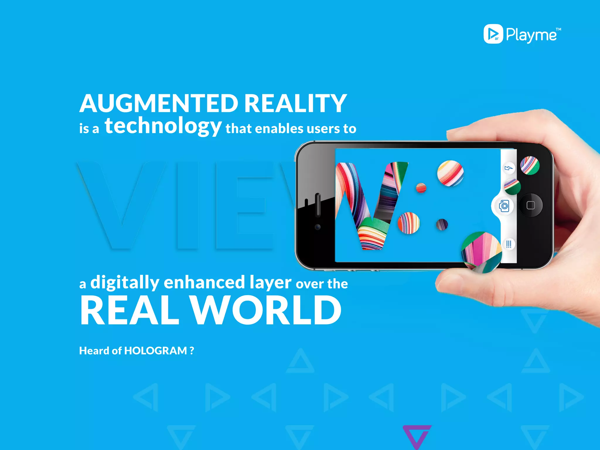 Augmented Reality
is a technologythat enables users to
a digitally enhanced layer over the
real world
Heard of HOLOGRAM ?
 