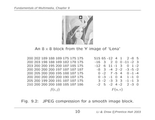 Fundamentals of Multimedia, Chapter 9
An 8 × 8 block from the Y image of ‘Lena’
200 202 189 188 189 175 175 175
200 203 19...