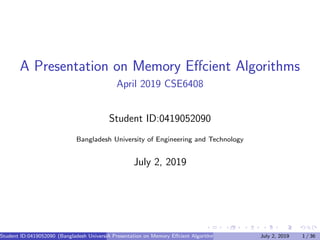Slide advlow memory algorithm | PPT