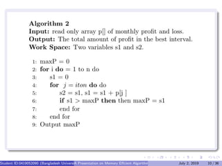 Slide advlow memory algorithm | PPT