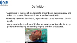 SLIDE ANAESTHESIA.pptx this slide share abut anesthesia | PPTX