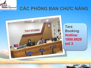 CÁC PHÒNG BAN CHỨC NĂNG
Tara
Booking
Hotline:
1800.6829
ext 3
 