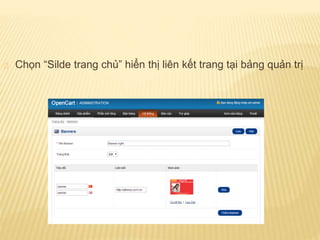 Chọn “Silde trang chủ” hiển thị liên kết trang tại bảng quản trị
 