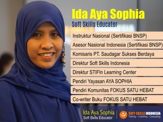 Instruktur Nasional (Sertifikasi BNSP)
Ida Aya Sophia
Soft Skills Educator
Asesor Nasional Indonesia (Sertifikasi BNSP)
Ko...