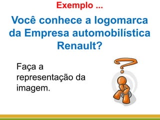 Exemplo ...
Você conhece a logomarca
da Empresa automobilística
Renault?
Faça a
representação da
imagem.
 